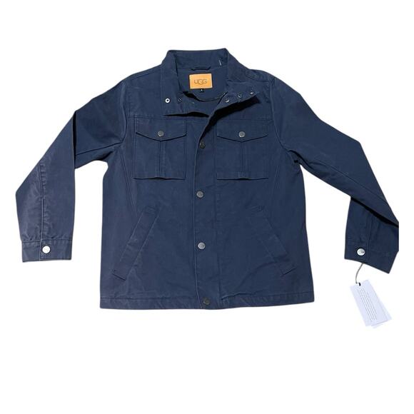 UGG Mens Size Small NEW Cohen Waxed Cotton Zip Button Front Jacket Navy Blue - Picture 6 of 12